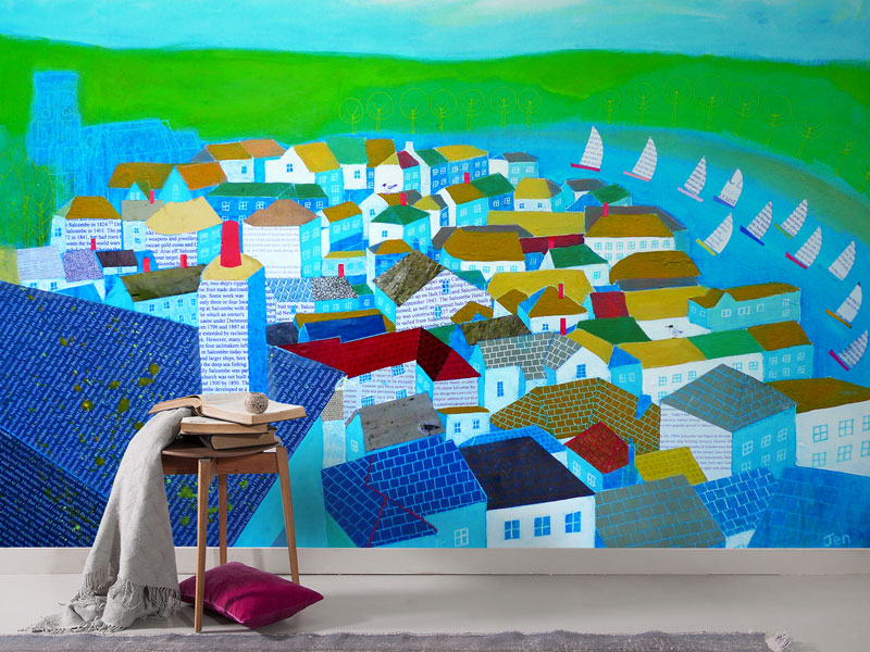 Salcombe Rooftops Wallpaper Mural