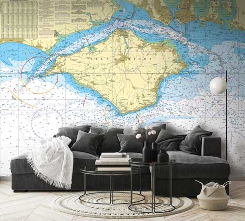 Isle of Wight Admiralty Chart Wallpaper Mural
