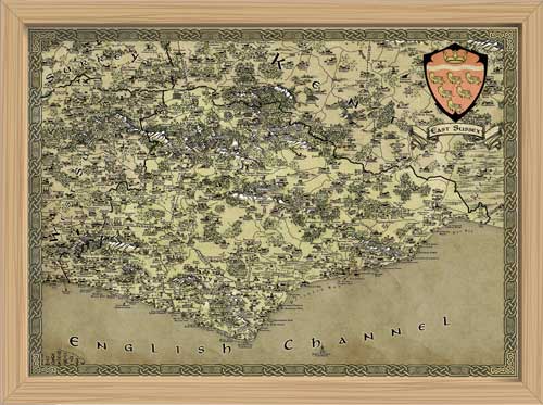 East Sussex Fantasy Map LOTR Tolkien Framed Poster Print 