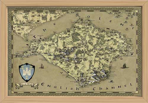 Isle of Wight Fantasy Map LOTR Tolkien Framed Poster Print 