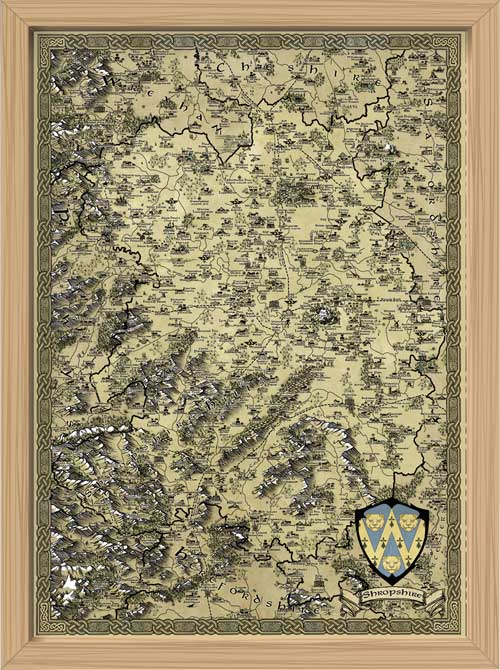 Shropshire Fantasy Map LOTR Tolkien Framed Poster Print